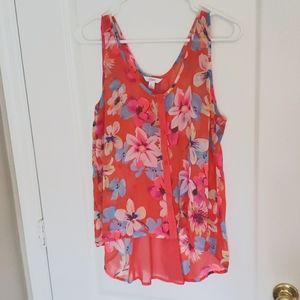 Candie's🌺 high-low pink floral blouse, size Large